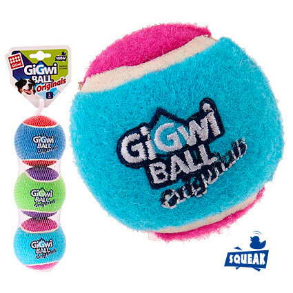 Игрушка для собак Три мяча с пищалкой 8см, серия GiGwi BALL Originals