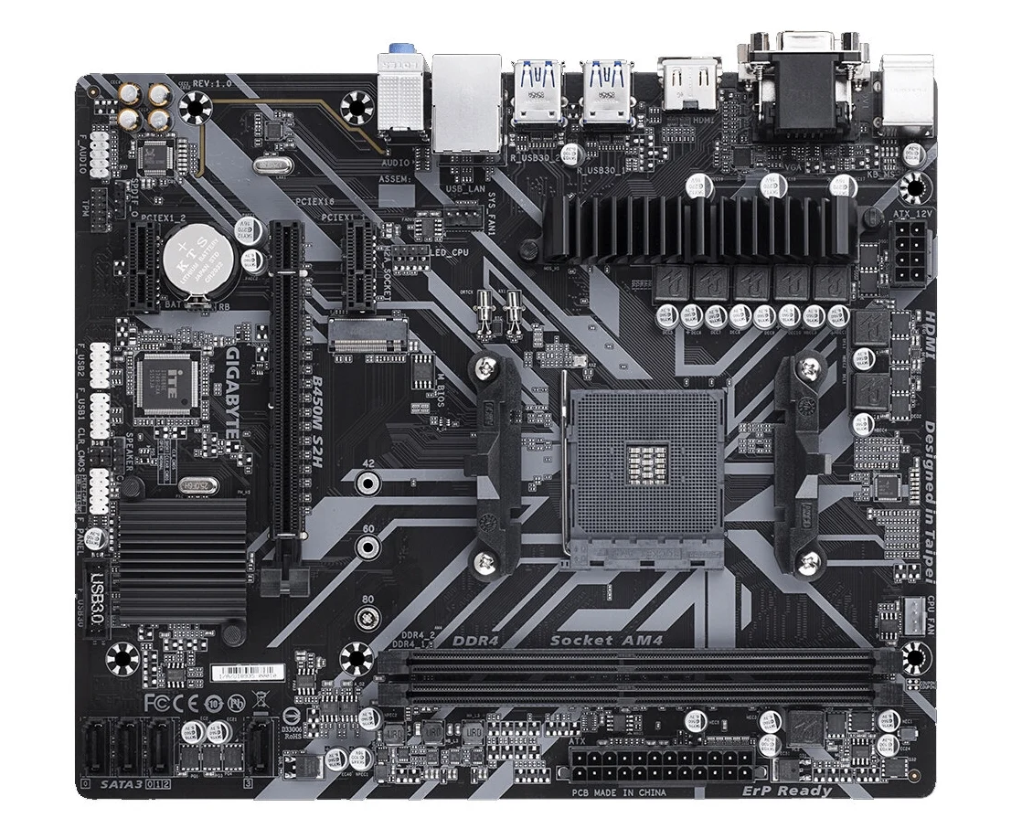 Материнская плата GIGABYTE B450M S2H (AM4, mATX) - купить по низкой цене в интер