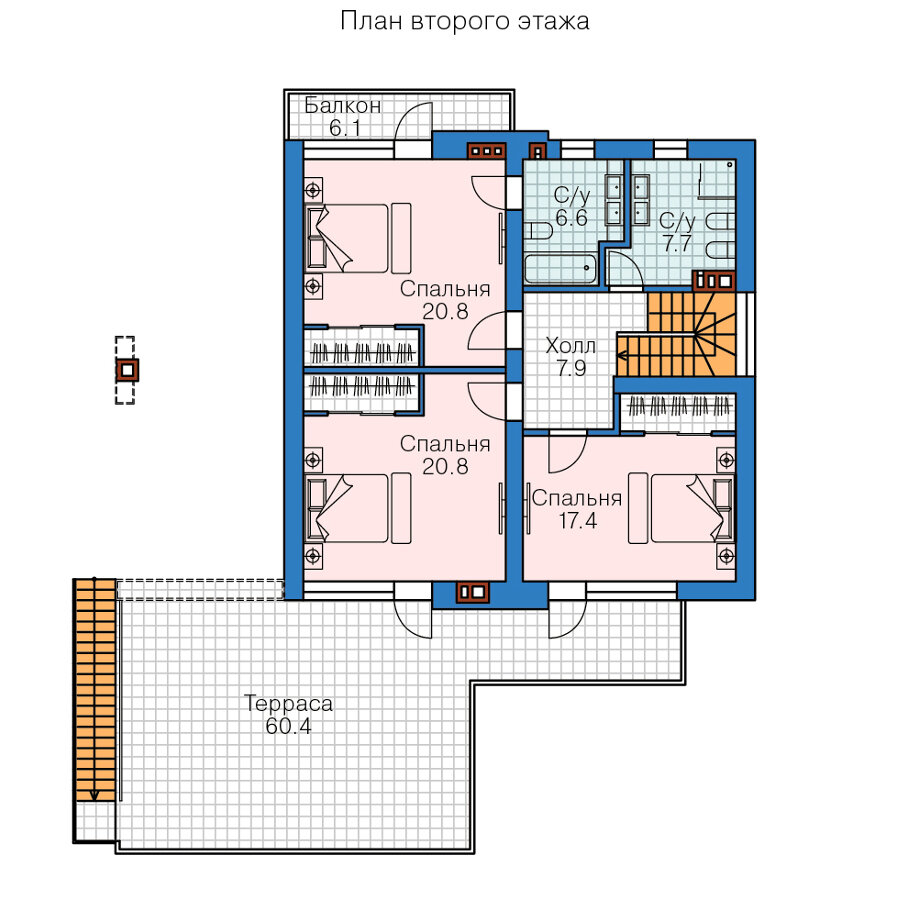 62-75-Catalog-Plans - Проект двухэтажного дома из газобетона - фотография № 3
