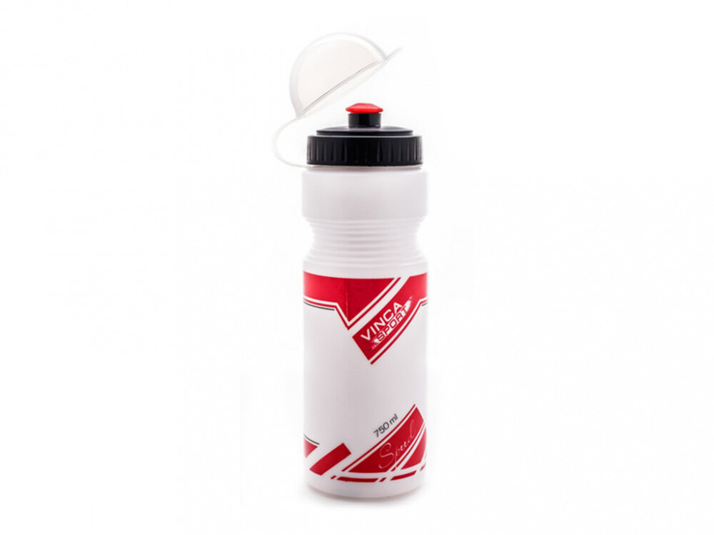 Vinca Sport фляга велосипедная с защитой от пыли 750мл, белая, рисунок-красный