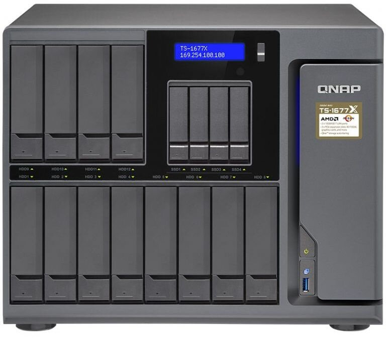 QNAP Сетевое хранилище NAS Qnap TS-1677X-1700-64G 16-bay настольный Ryzen7 1700