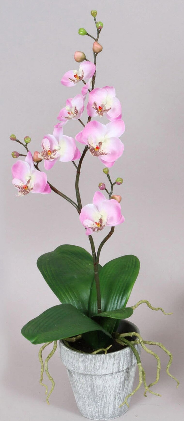 Искусственный цветок фаленопсис розово-белый 53 см в горшке