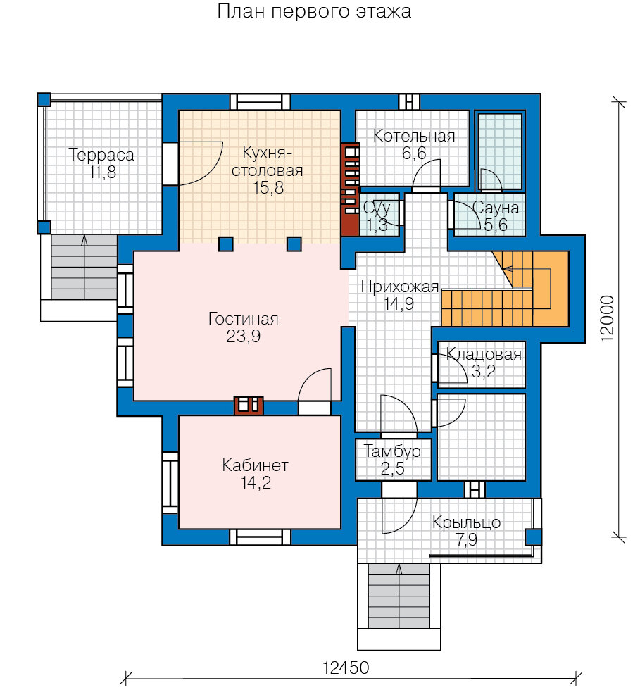 58-49-Catalog-Plans - Проект трёхэтажного дома из газобетона с террасой - фотография № 2