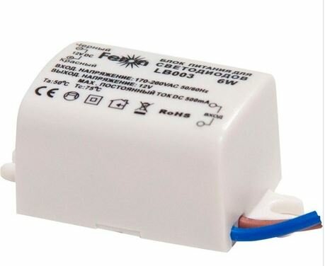 Feron LB003 Трансформатор электронный для светодиодной ленты 6W 12V (драйвер), 21480 1 шт.