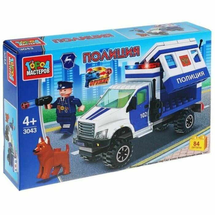 Конструктор "ГАЗ некст патруль с собакой" с фигуркой, 84 детали, 1 упаковка