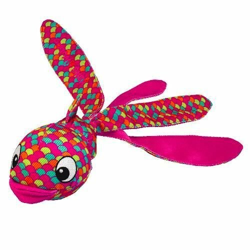KONG игрушка для собак Wubba Finz Рыба S, с пищалкой, розовая .