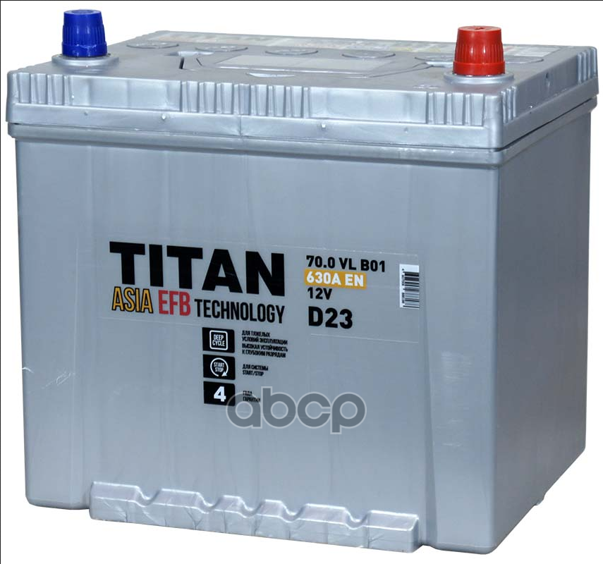 Акб Titan Asia Efb 6ст-70.0 A/H (-/+) 12v 600 A En 230 Х 175 Х 223 TITAN арт. 4607008888188