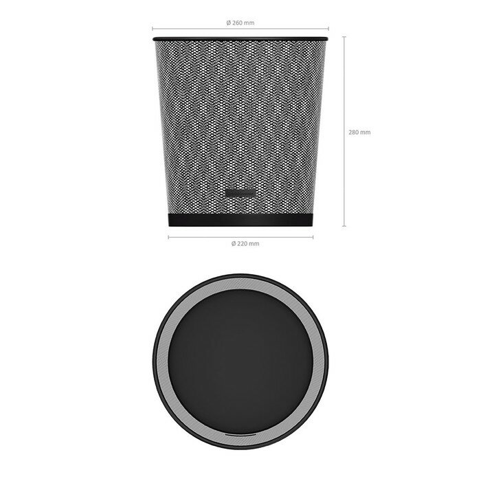 ErichKrause Корзина для бумаг металлическая 13 литров Erich Krause, черная, основание 260 мм, верх 280 мм - фотография № 3