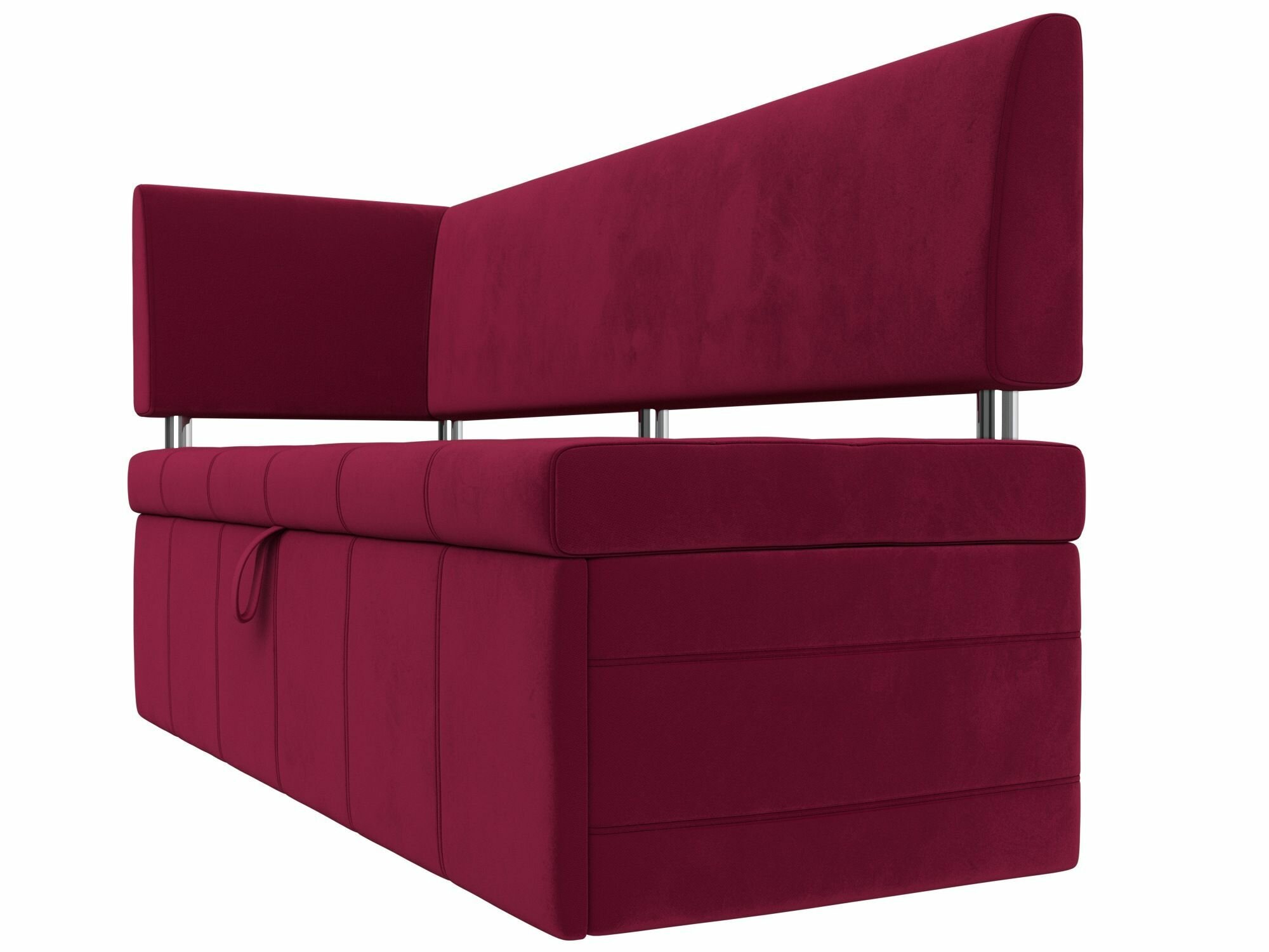 Кухонный прямой диван Москва 594 с углом левый Микровельвет Бордовый ширина 182см - фотография № 3