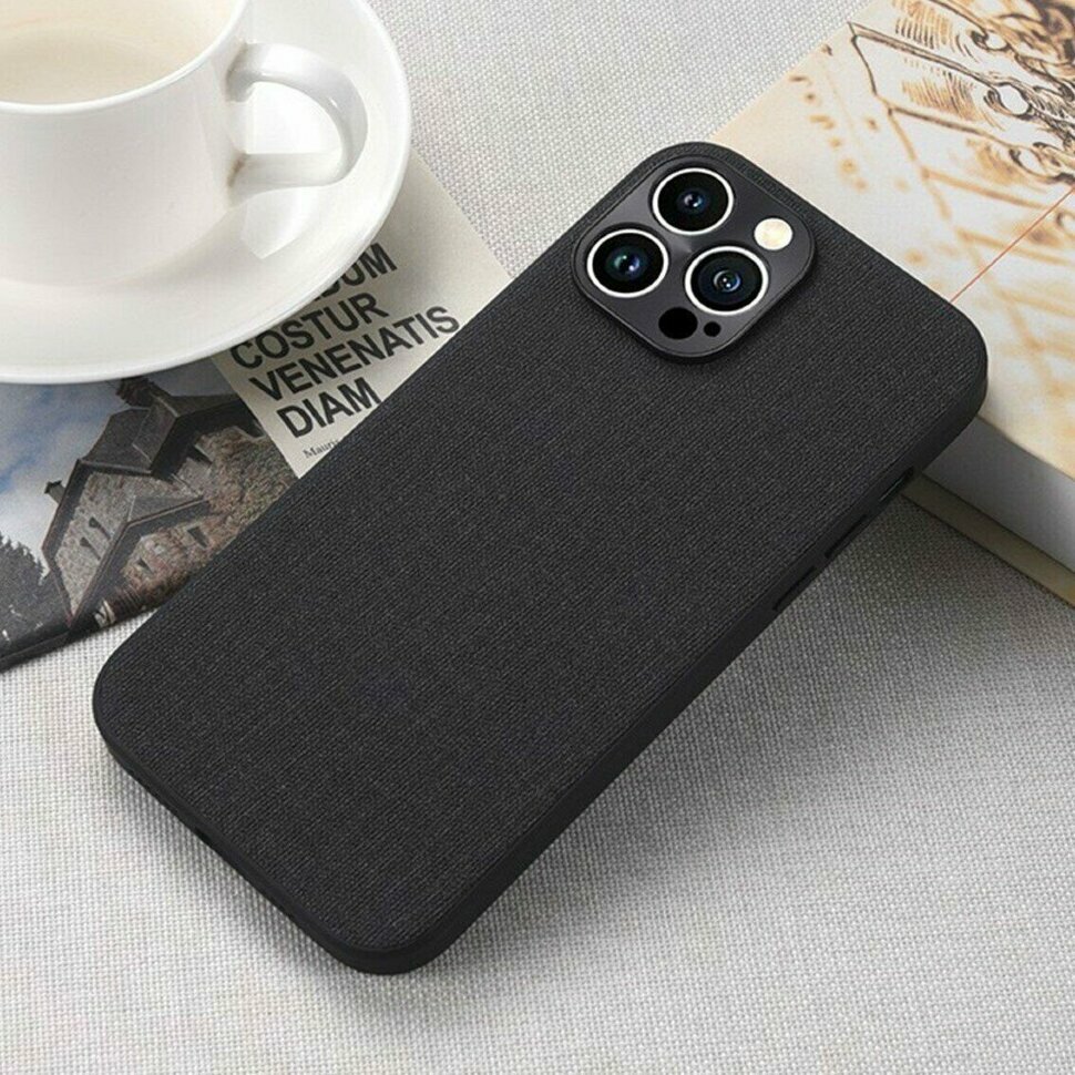 фото Чехол с тканевой текстурой для iPhone 13 Pro (черный)