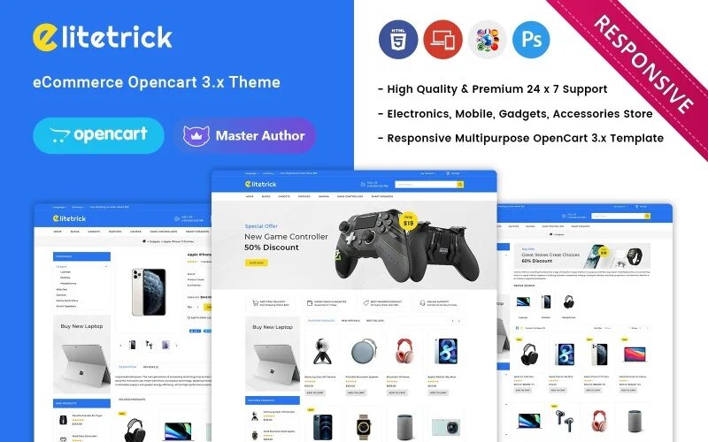 Шаблон OpenCart Elitetrick - Electronics Ecommerce Store Opencart