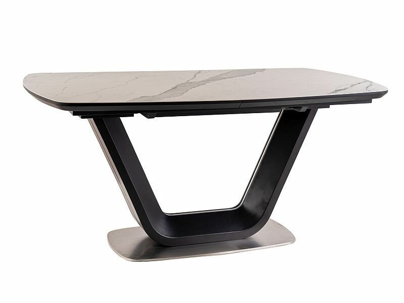 Стол обеденный Signal ARMANI Ceramic 160 раскладной (белый/черный мат) - фотография № 5