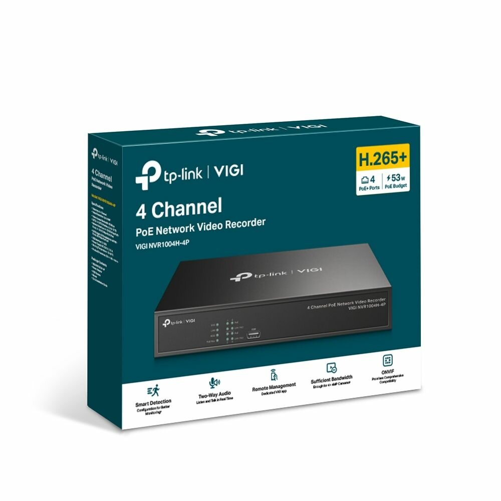 Видеорегистратор TP-Link Сетевой 4 Channel PoE Network Video Recorder