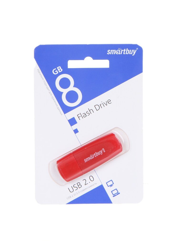 Флеш-диск 8 GB SMARTBUY Scout USB 2.0 красный 3 шт