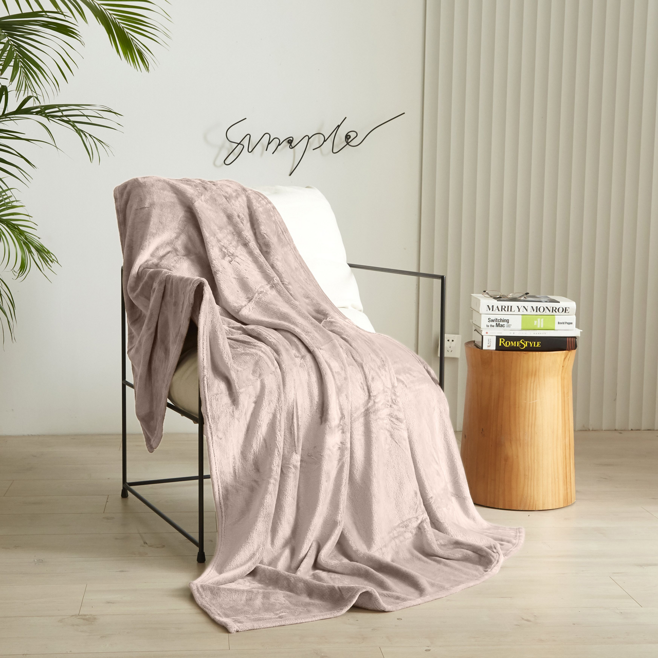 фото aro Плед флисовый пыльная роза, 130 х 170см