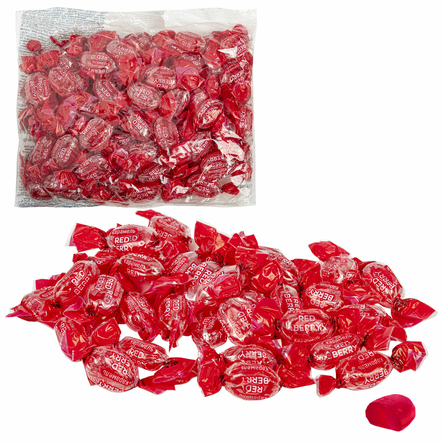 Комплект 2 шт. Карамель леденцовая RED BERRY с ягодным вкусом, 500 г - фотография № 1