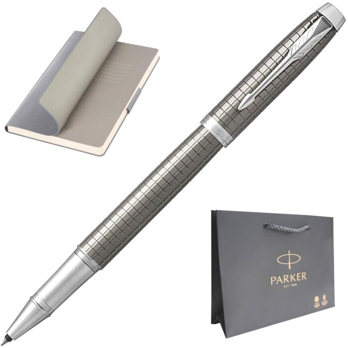 Набор: ручка-роллер Parker IM Premium T322, Dark Espresso CT + Ежедневник, недатированный, А5, серый 90000007