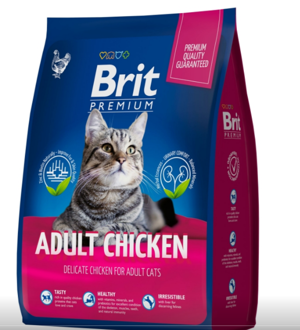 Brit (Брит) Premium Cat Adult Chicken сухой корм премиум класса с курицей для взрослых кошек 8 кг