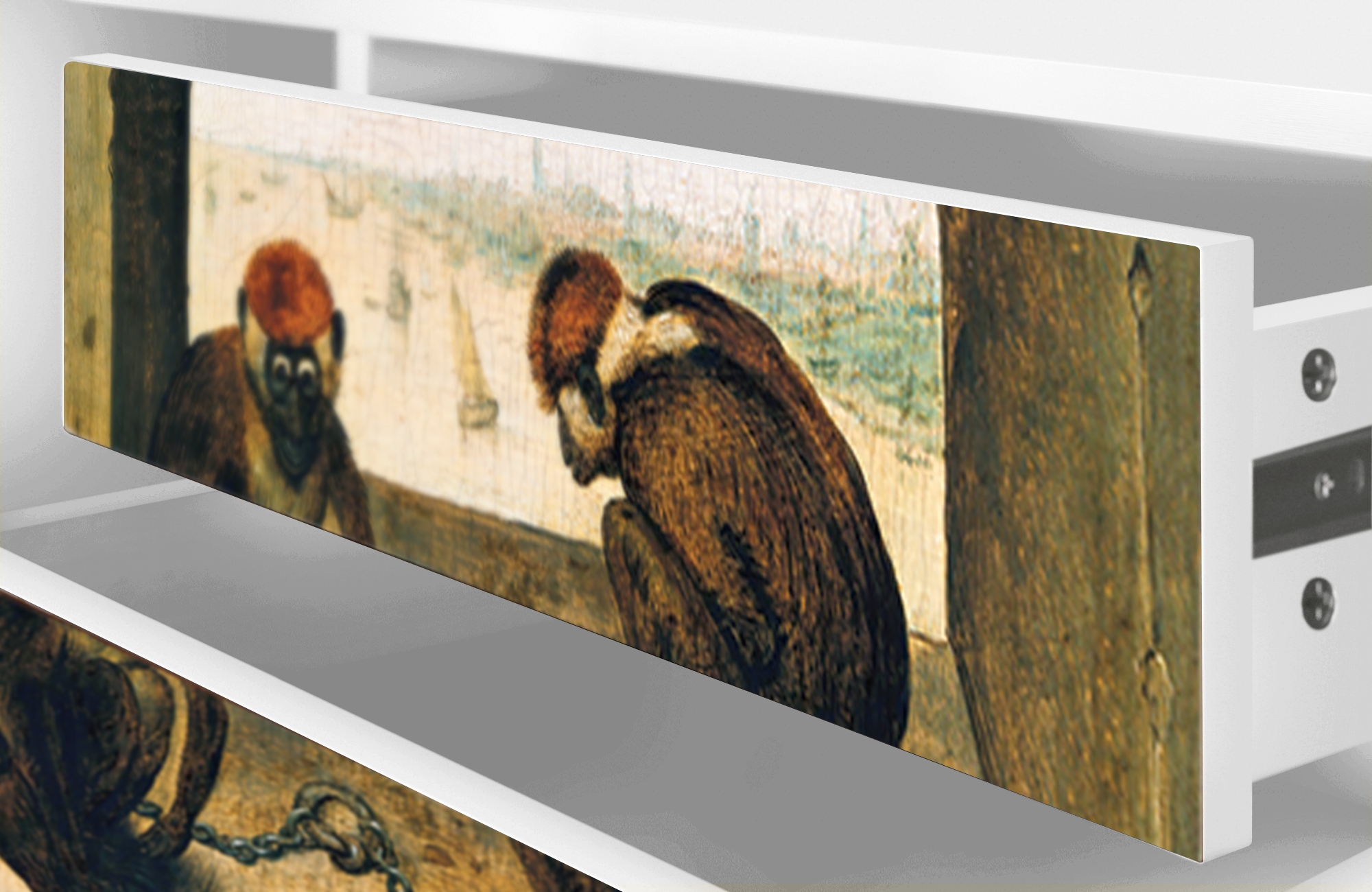 ТВ-Тумба - STORYZ - T4 Two Monkeys by Pieter Bruegel the Elder, 170 x 59 x 48 см, Белый - фотография № 5
