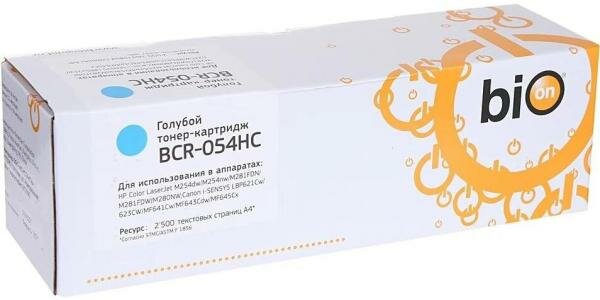 Bion Cartridge 054HC Картридж для Canon i-Sensys LBP-620/621/623/640/MF-640/641/642/643/644/645 (2600 стр.) Голубой