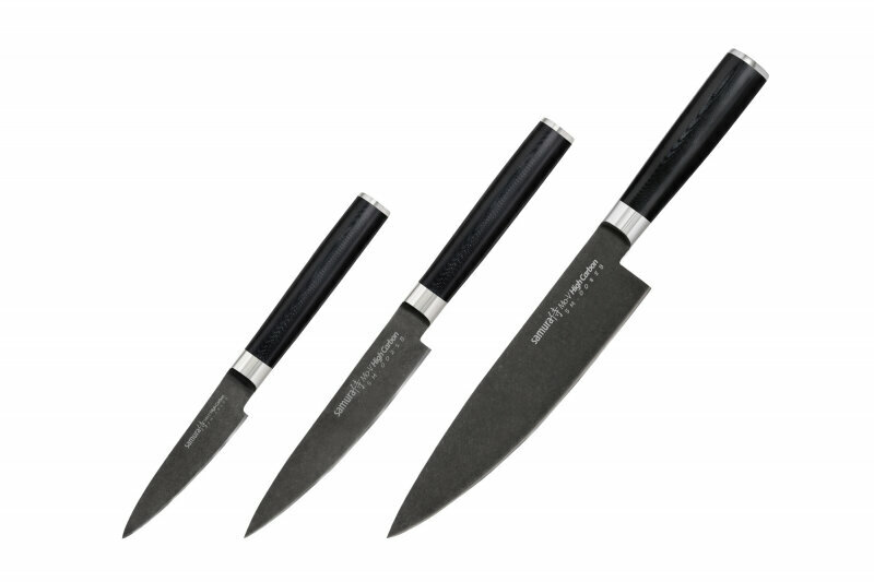 Набор кухонных ножей Samura Mo-V Stonewash, 3 предмета