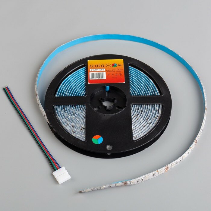 Светодиодные ленты Ecola Cветодиодная лента Ecola PRO 5 м, IP65, SMD5050, 60 LED/м, 14.4 Вт/м, 12 В, RGB - фотография № 3