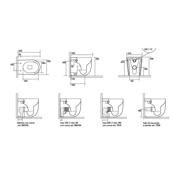 Приставной унитаз Kerasan Nolita 531831 безободковый чёрный матовый