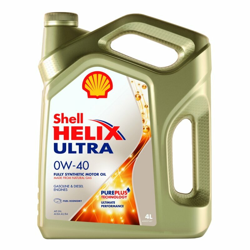 Масло моторное Shell Helix Ultra 0w40 синтетическое, SN/SN PLUS/CF, ACEA A3/B3/B4, универсальное, 4л, арт. 550055900