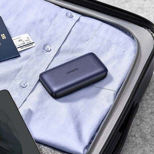 Внешний аккумулятор UGREEN PB172 (80917) Power Bank PD 20W 10000mAh со встроенным кабелем USB-C тёмно-синий