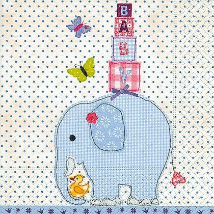 фото PAW Салфетки столовые 33х33см 20шт Симпатичный слон Голубые