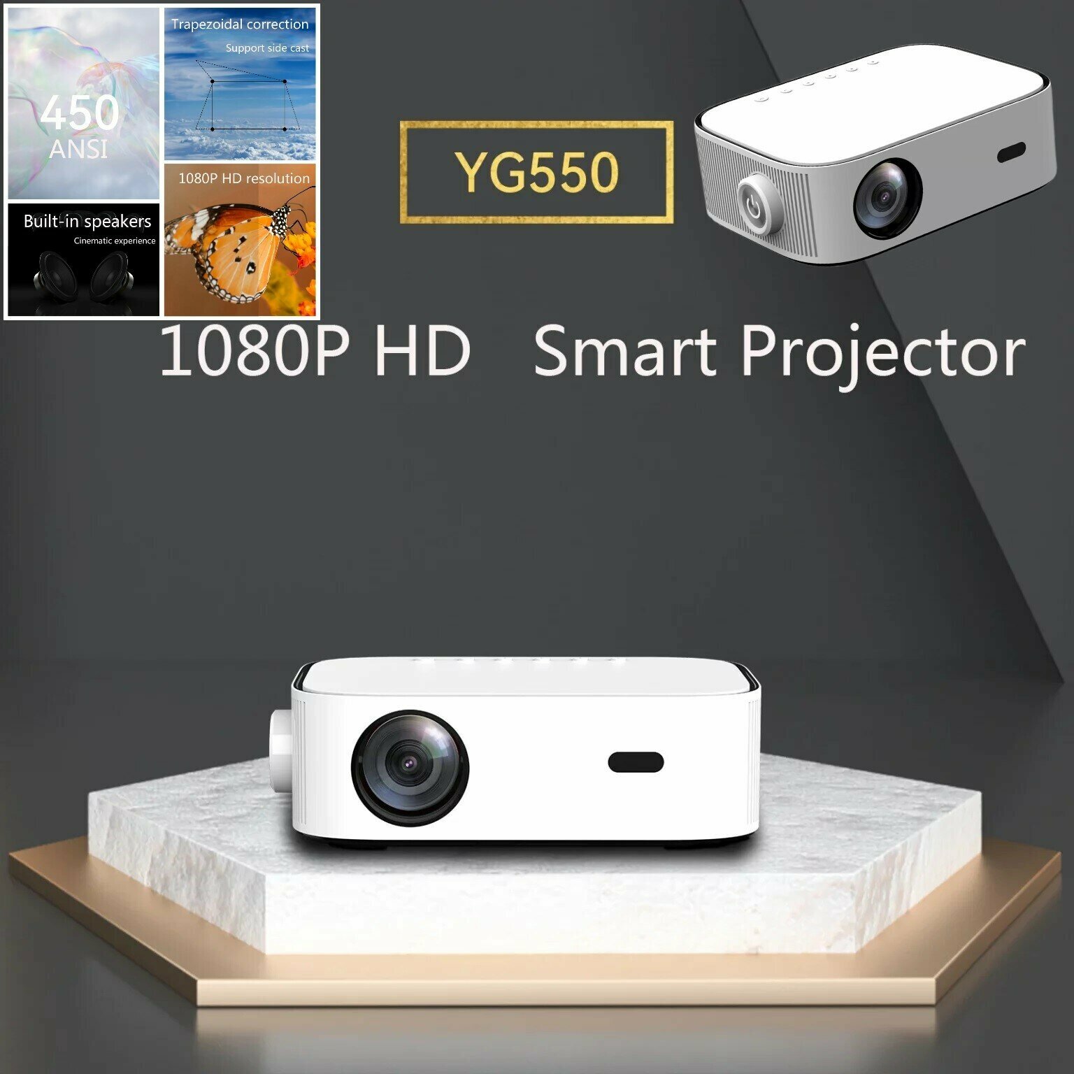 Мини проектор ХРХ YG550 1080P HD Smart Projector