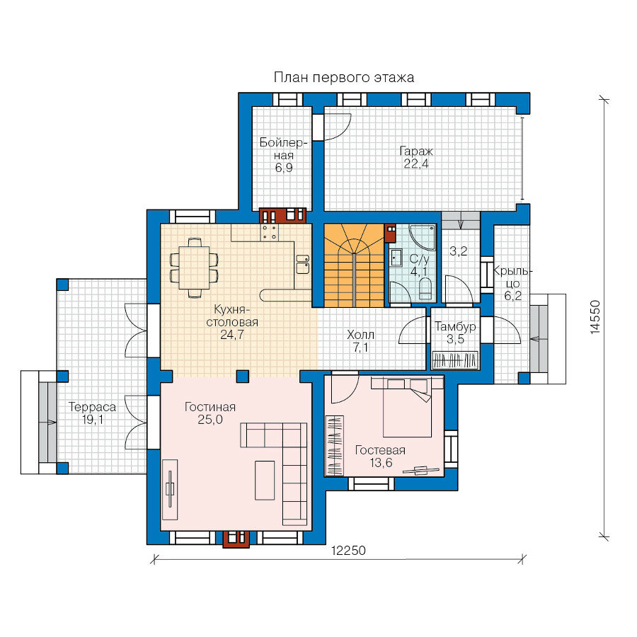 58-11-Catalog-Plans - Проект двухэтажного дома из газобетона с террасой - фотография № 2