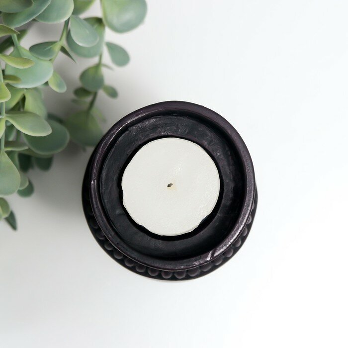 Подсвечник полистоун на 1 свечу "Горец" чёрный, свеча в комплекте 15х8,5х8,5 см - фотография № 3