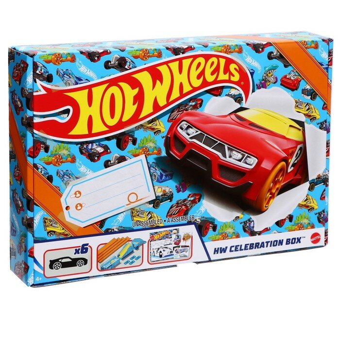 Автотреки Mattel Автотрек Hot Wheels, подарочный набор трассами и с 6-ю машинками