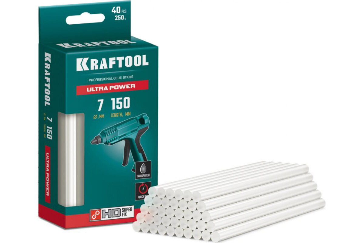 фото Клеевые стержни 7х150 мм, 40 шт., Ultra Power Kraftool 06837-40