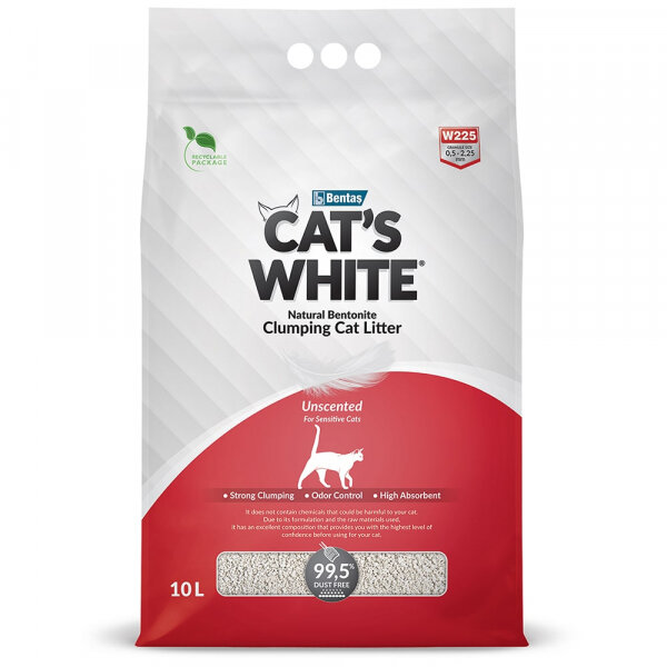 Cat's White Natural Unscented Наполнитель для кошачьего туалета комкующийся без ароматизатора 10л (8.55кг)