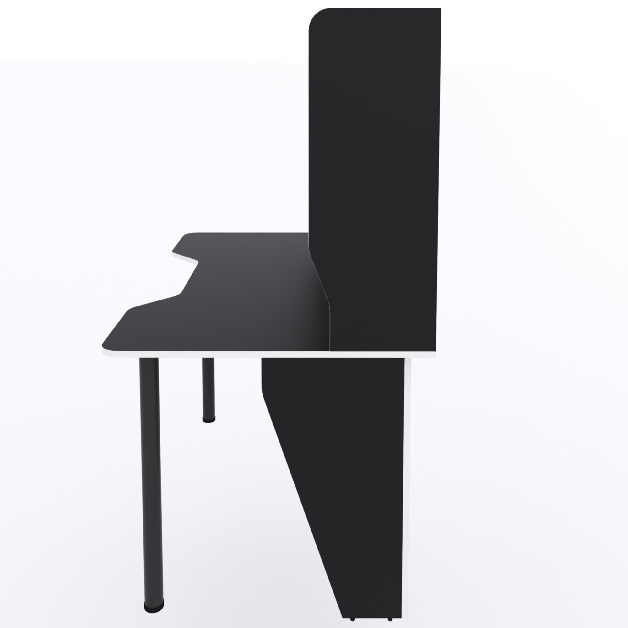 Компьютерный стол с надстройкой "Stalker", 140х90х152,6 см, чёрный с белой кромкой - фотография № 5