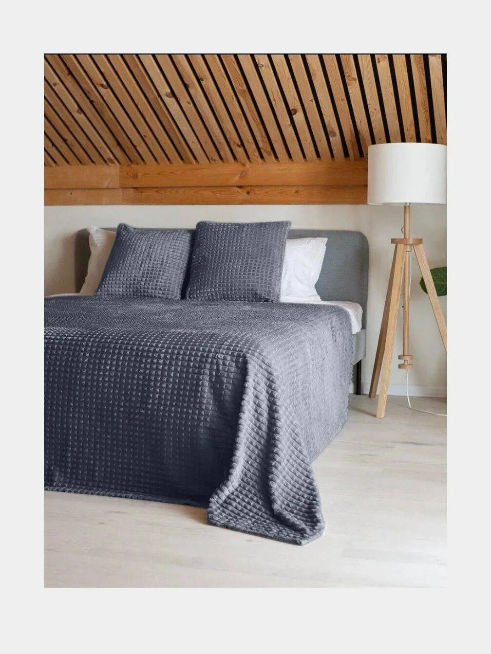 Плед 200х220 кубики графит серый(в комплект входит сумка), евро, 2-спальный, покрывало, плед на диван кровать в гостиную спальню детскую теплый