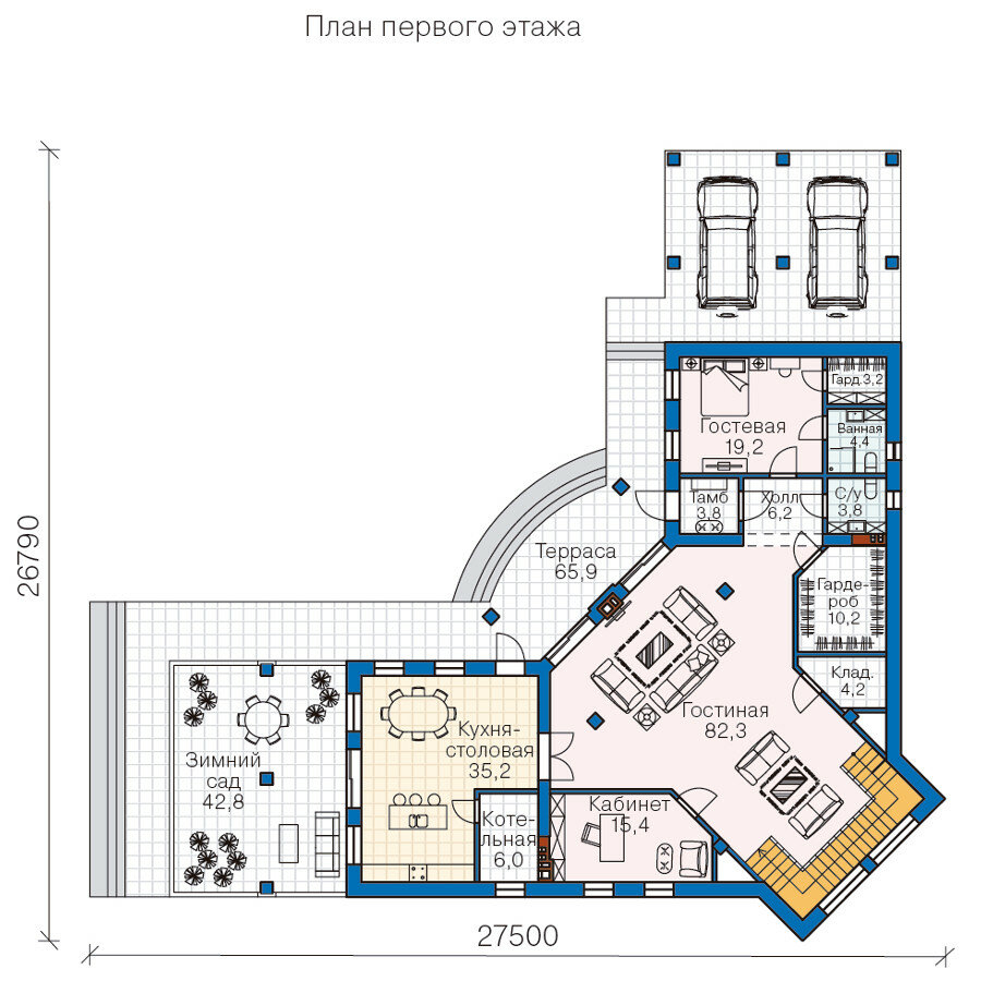 63-06-Catalog-Plans - Проект двухэтажного дома из газобетона с террасой - фотография № 2