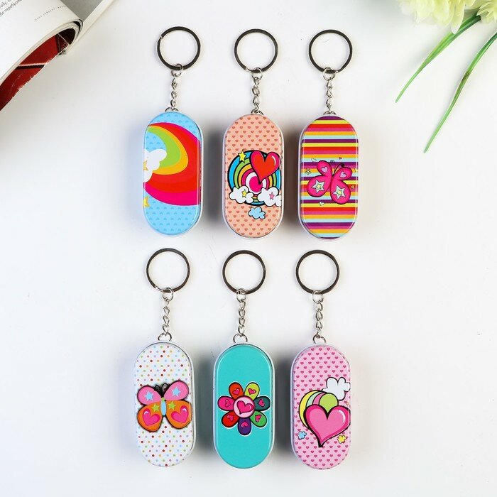 фото Шкатулка на кольце металл "Сердечки/Бабочки" микс 2,1х7х3 см