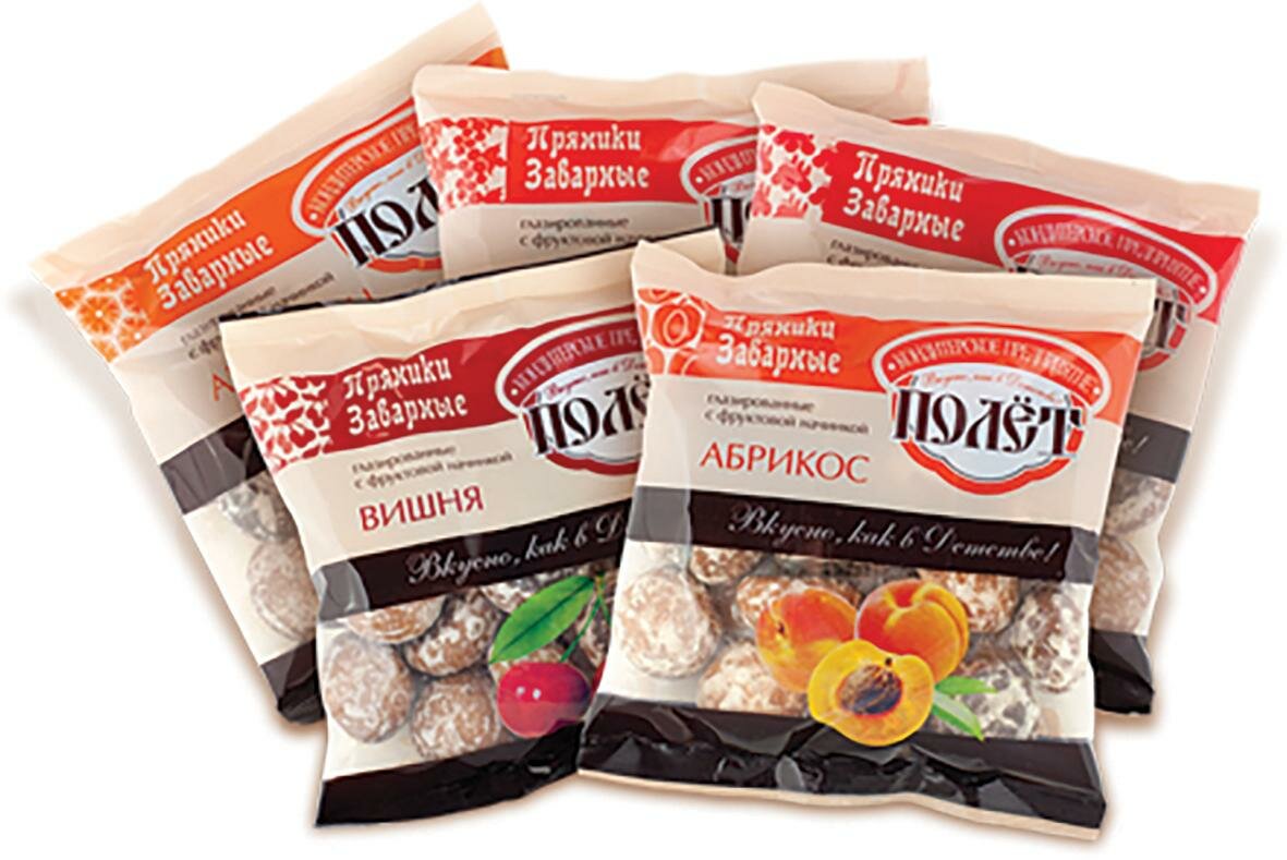 фото Упаковка из 15 штук Пряники Полёт Заварные глазированные с начинкой Вишня 300г