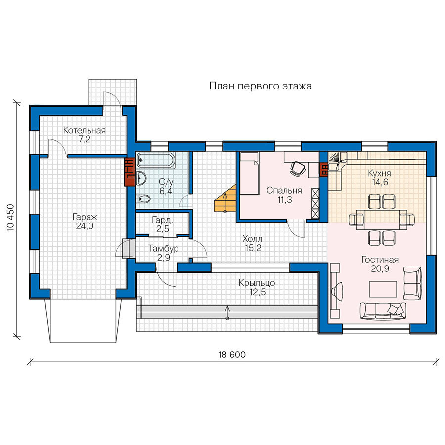 63-57-Catalog-Plans - Проект двухэтажного дома из газобетона с террасой - фотография № 2