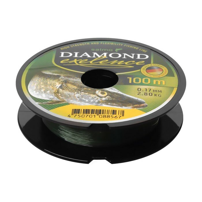 Леска монофильная Salмo Diaмond EXELENCE диаметр 0.17 мм тест 2.8 кг 100 м зелёная