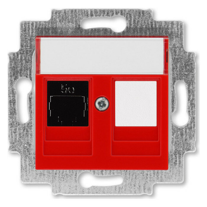 фото 2CHH295117A6065 Розетка компьютерная RJ45 ABB Levit, скрытый монтаж, красный, 5014H-A51017 65W