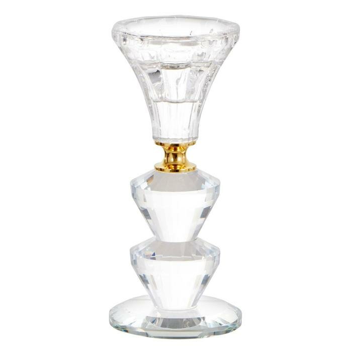 Подсвечник стекло на 1 свечу "Вазон с хрусталиками" 12х5,6х5,6 см - фотография № 4