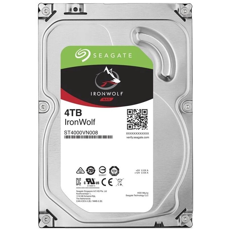 4TB Seagate Ironwolf (ST4000VN008) {SATA 6.0Gb/s, 5900 rpm, 64mb buffer, 3.5",для NAS}