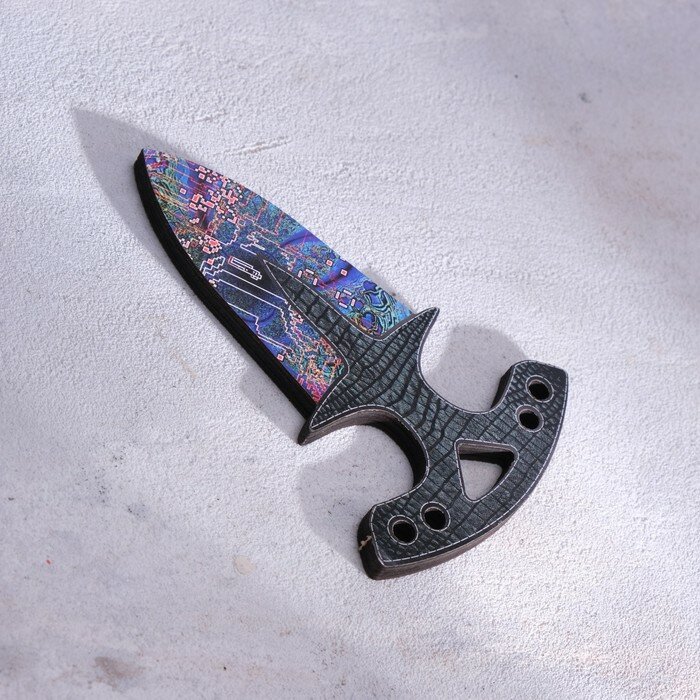Сувенир деревянный "Тычковый нож", малый, фиолетовый с узорами - фотография № 1