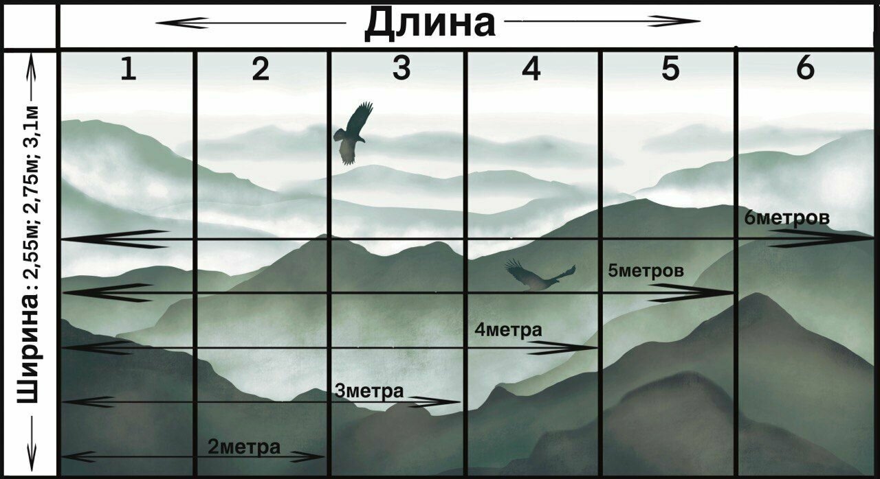 Обои бесшовные Горы изумрудно-зеленые (ширина 3100мм х длина 6000мм) - фотография № 2