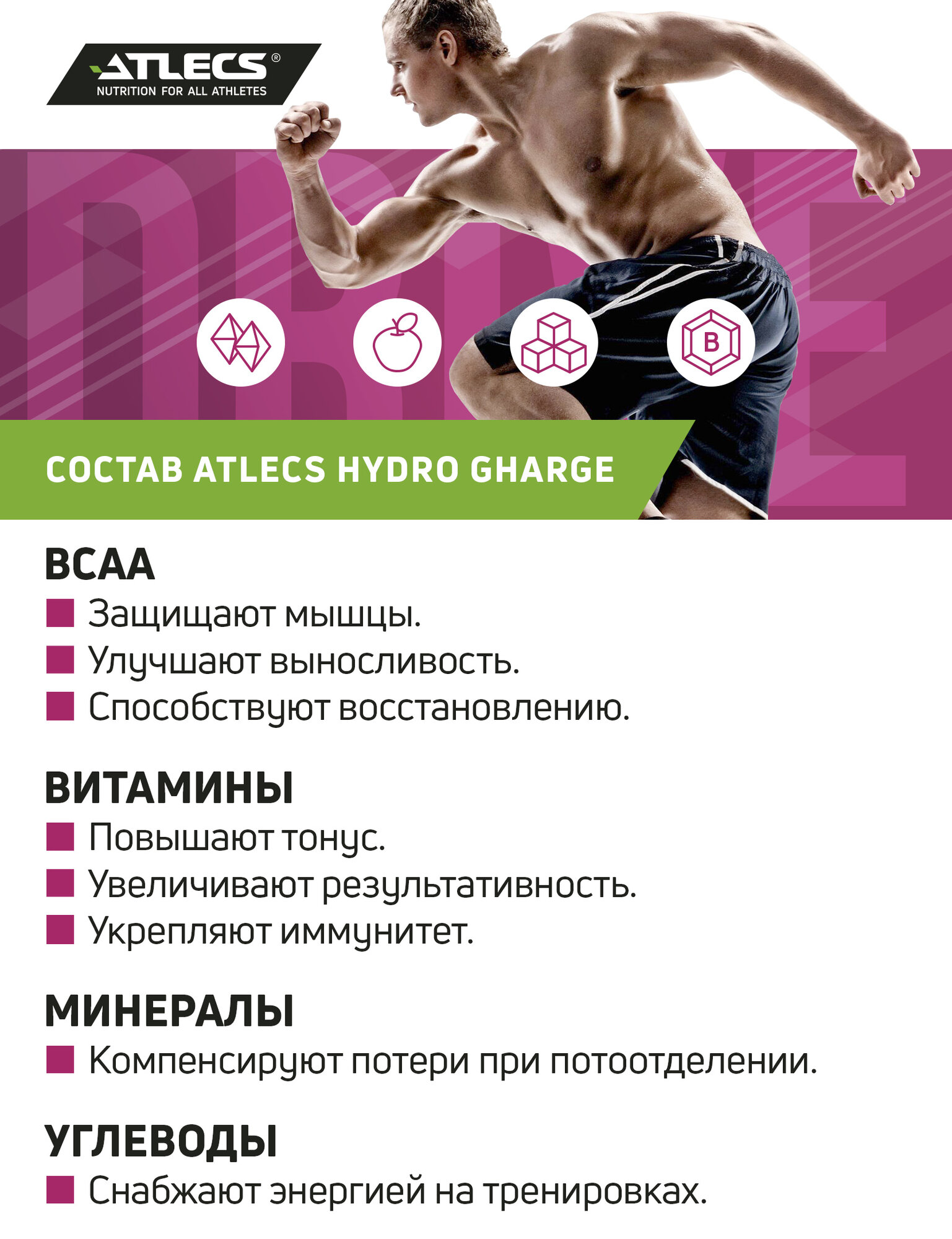 Atlecs Hydro Charge 300 g (виноград)