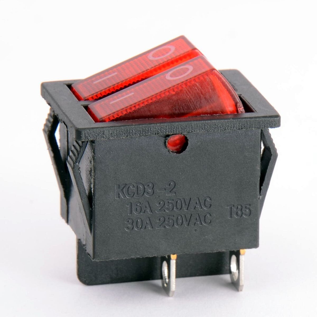 Кнопка красная KCD3-606 16A/250VAC 4 контакта/2 клавиши (019730) - фотография № 3